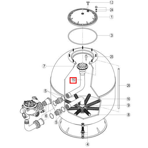 Коліно для колектора фільтра Kripsol AK520 (RRFI0015.00R/RFD0410.30R) 2 Коліно для колектора фільтра Kripsol AK520 (RRFI0015.00R/RFD0410.30R)