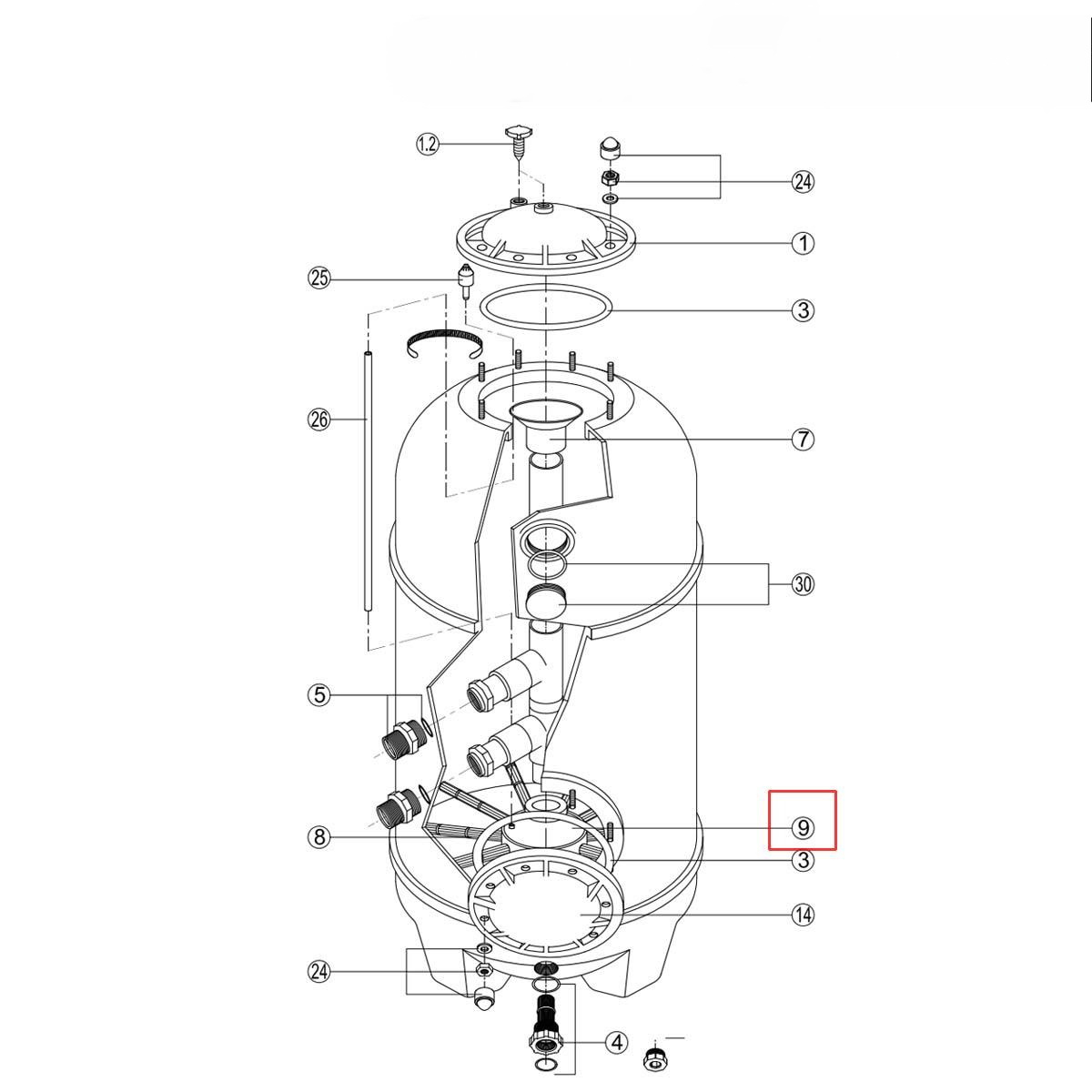 Колектор фільтра Kripsol SSB 640-900, RCFI0009.00R/RBS 091.A/RFD 0301.00R 2 Колектор фільтра Kripsol SSB 640-900, RCFI0009.00R/RBS 091.A/RFD 0301.00R