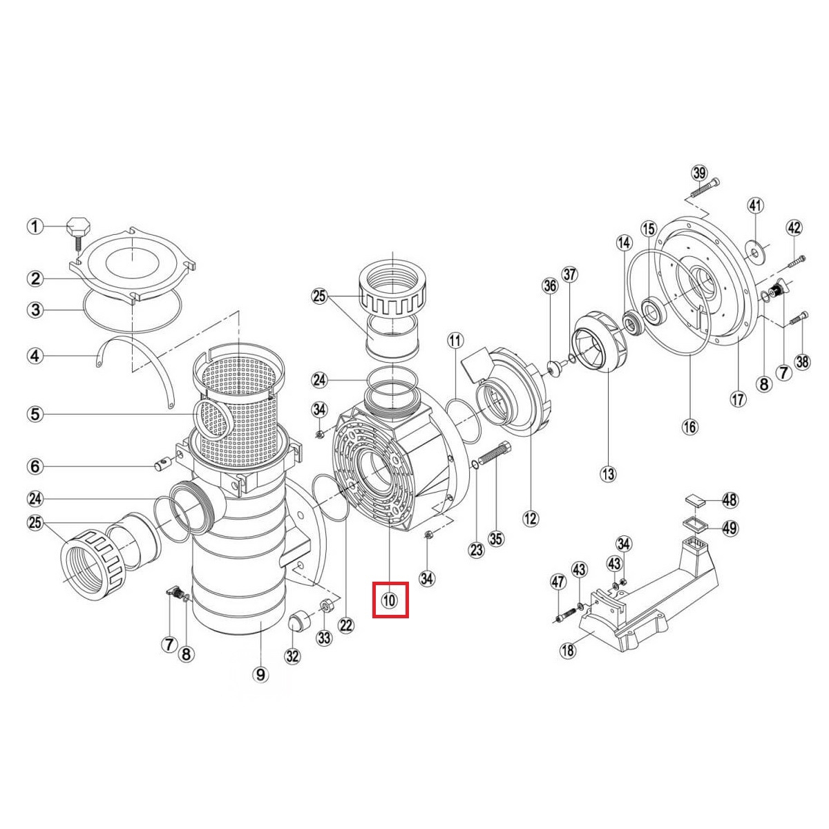 Корпус насоса Kripsol KAN/KT, Fiberpool BCP500-1250 (RPUM0010.08R) 2 Корпус насоса Kripsol KAN/KT, Fiberpool BCP500-1250 (RPUM0010.08R)