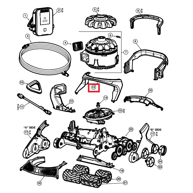 Корпус передньої ручки пилососа Hayward AquaVac 600/650 (RCX361331782237) 1 Корпус передньої ручки пилососа Hayward AquaVac 600/650 (RCX361331782237)