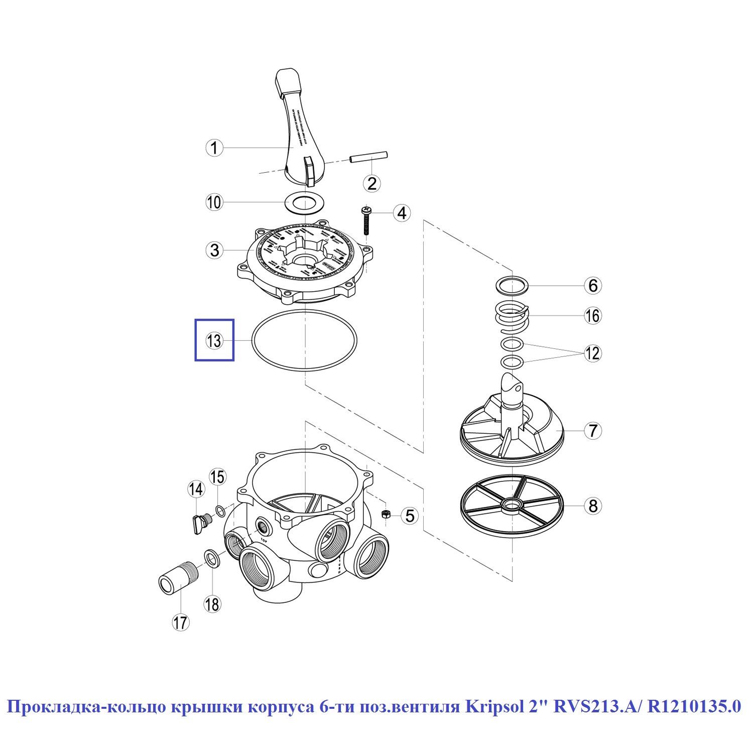 Прокладка-кільце кришки корпусу 6-позиційного вентиля Kripsol 2" RVS213.A/ R1210135.0 2 Прокладка-кільце кришки корпусу 6-позиційного вентиля Kripsol 2" RVS213.A/ R1210135.0
