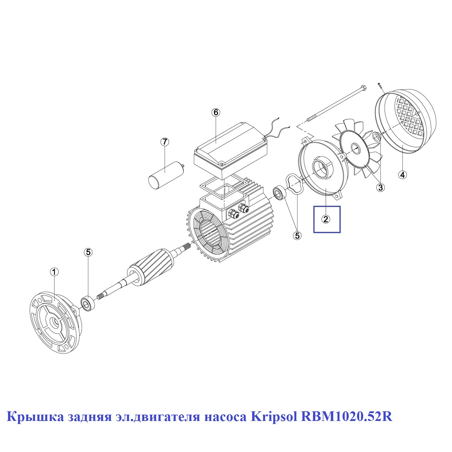 Кришка задня ел. двигуна насоса Kripsol RBM1020.52R 2 Кришка задня ел. двигуна насоса Kripsol RBM1020.52R