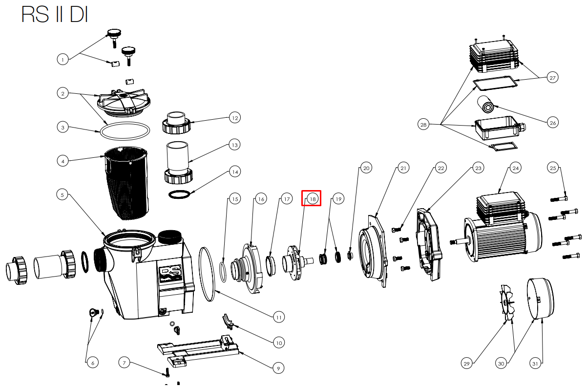 Крильчатка насоса Hayward RS3008 0.75 HP (SPX3008CE) 1 Крильчатка насоса Hayward SPII/RSII DI, 3 НР (SPX3030CDIE)