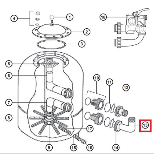 Муфта коліно Hayward NCX2312063 для фільтра NC d 780-900 мм 2 Муфта коліно Hayward NCX2312063 для фільтра NC d 780-900 мм