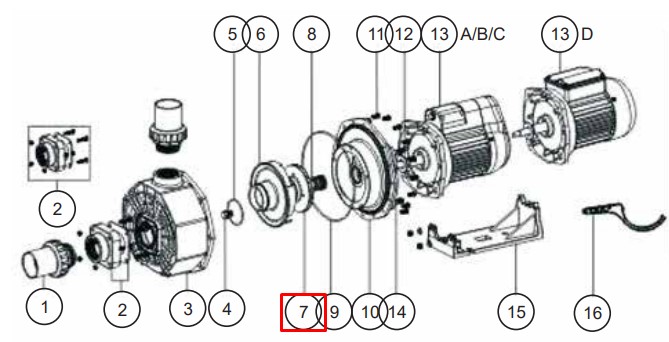 Крильчатка для насоса Emaux SB10/SR10 (1311004) 1 Крильчатка для насоса Emaux SB10/SR10 (1311004)