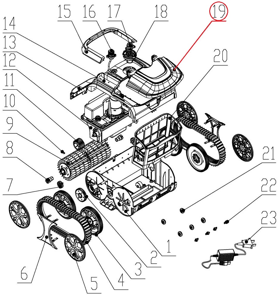 Декоративна планка для верхньої кришки до пилососа Wybotics WY200, (№19 S.WYBOTS1.10.001) 1 Декоративна планка для верхньої кришки до пилососа Wybotics WY200, (№19 S.WYBOTS1.10.001)
